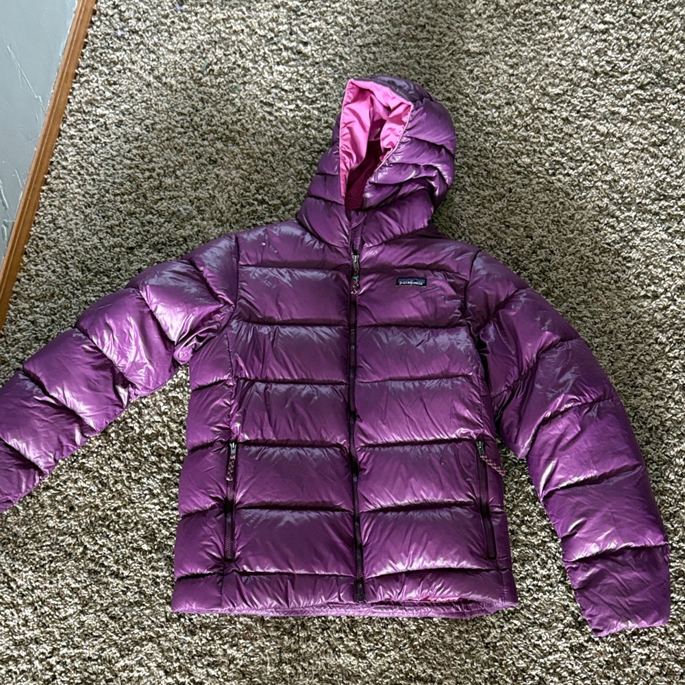 Patagonia Kids Shiny Purple Puffer Jacket